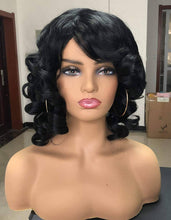 Black/Curly Wig/Wi Exquisite Black Short Kinky Curly/ Synthetic Afro/ with Bangs for Black Women Heat Resistant Hair - Goddess Beauty Royal Wigs