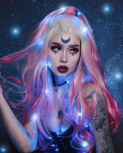 Blonde Pink Blue//Wavy// Lace Front Wig//Beautiful//Wig - Goddess Beauty Royal Wigs