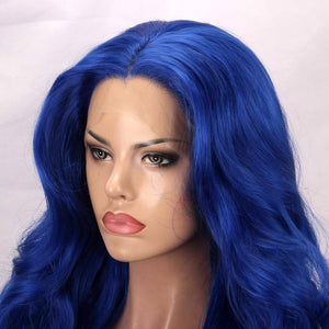 Dark Blue Blue//Wavy// Lace Front Wig//Beautiful//Wig - Goddess Beauty Royal Wigs
