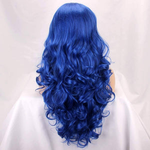 Dark Blue Blue//Wavy// Lace Front Wig//Beautiful//Wig - Goddess Beauty Royal Wigs