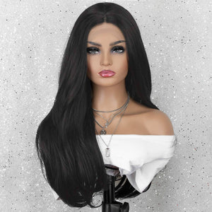 Black Layered Straight Bodywave Beauty Lace Front Wig 20 Inches!! - Goddess Beauty Royal Wigs