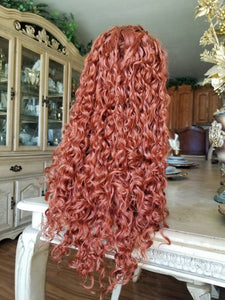 Copper Red Beauty Curly Waves Lace Front Wig - Goddess Beauty Royal Wigs