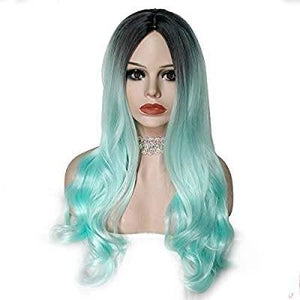 Ombre Green Wavy Beauty Full Wig - Goddess Beauty Royal Wigs