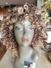 Blonde Brown Mixed// Kinky Curly Wig// Exquisite Black Short Kinky Curly/ Synthetic Afro/ with Bangs - Goddess Beauty Royal Wigs