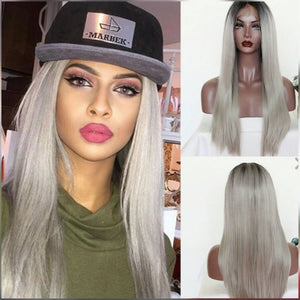 Ombre Gray Black Beauty// Lace Front Wig - Goddess Beauty Royal Wigs