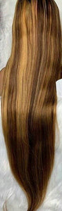 Brown Blonde Wave BeautyWig// Human Hair/ Lace Front Wigs// Beautiful//Stunning// Brazilian Remy//Wig//Glueless/ Wave//Natural//30-35 inches - Goddess Beauty Royal Wigs