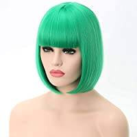 Grass Green Straight Bob Beauty Full Wig - Goddess Beauty Royal Wigs