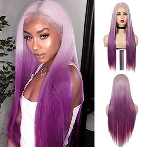Ombre  Light Purple Straight Beauty Lace Front Wig