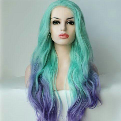 Green Purple Lace Front Wig Goddess Beauty Royal Wigs