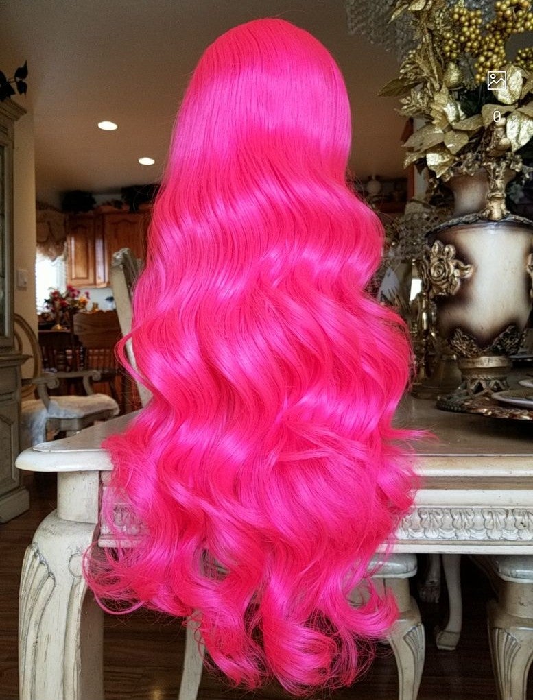 Hot Pink Beauty Wavy  Lace Front Wig - Goddess Beauty Royal Wigs
