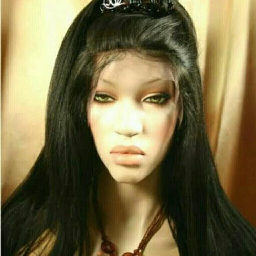 Beautiful Human Hair Blend Yaki Full Lace Front Wig 20-24inch - Goddess Beauty Royal Wigs
