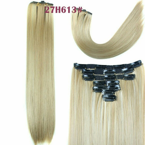 Dark blonde mix #24H613 Full Head Clip in Extension - Goddess Beauty Royal Wigs