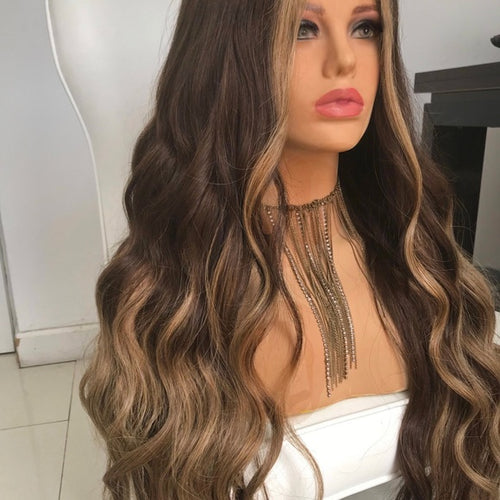 Brown Caramel Virgin Remy Lace Wig 24-26 inches - Goddess Beauty Royal Wigs