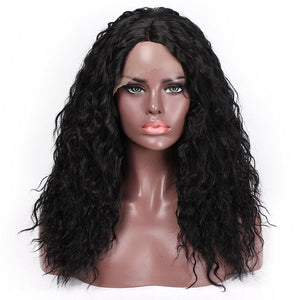 Curly Ombre Pink Synthetic Lace Front Wig 18 inches - Goddess Beauty Royal Wigs