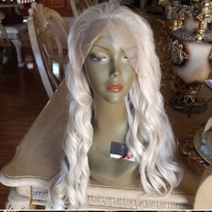 White Blonde//Icy// Lace Front Wig//Goddess//Wig//Ready to Ship//NWT//Human Hair//Synthetic Wig//Natural// Wavy//Stunning Wig//Beautiful//