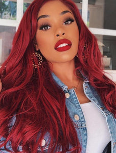 Stunna Red Virgin Human Hair Lace Front Wig - Goddess Beauty Royal Wigs