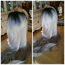 Black Gray Ombre Lace Front Wig - Goddess Beauty Royal Wigs