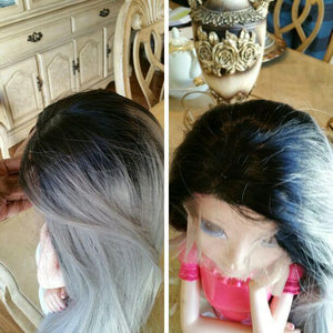 Black Gray Ombre Lace Front Wig - Goddess Beauty Royal Wigs