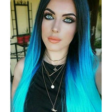 Black Blue Green Ombre Lace Front Wig - Goddess Beauty Royal Wigs