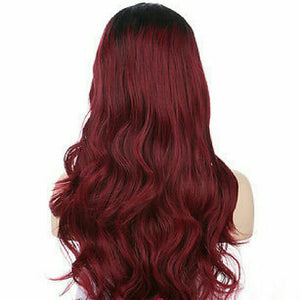 Black Burgundy Ombre Lace Front Wig - Goddess Beauty Royal Wigs