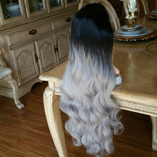 Black Gray Bodywave Ombre Lace Front Wig - Goddess Beauty Royal Wigs
