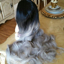 Black Gray Bodywave Ombre Lace Front Wig - Goddess Beauty Royal Wigs